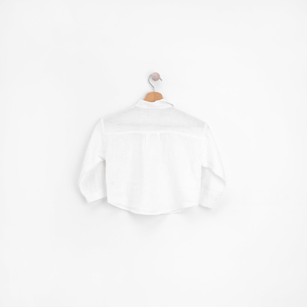 Eino White Asymmetric Oversized Linen Shirt in White lekókko 