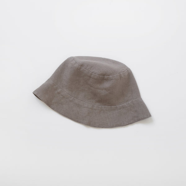 Linen Bucket Sun Hat in Taupe Lekokko 