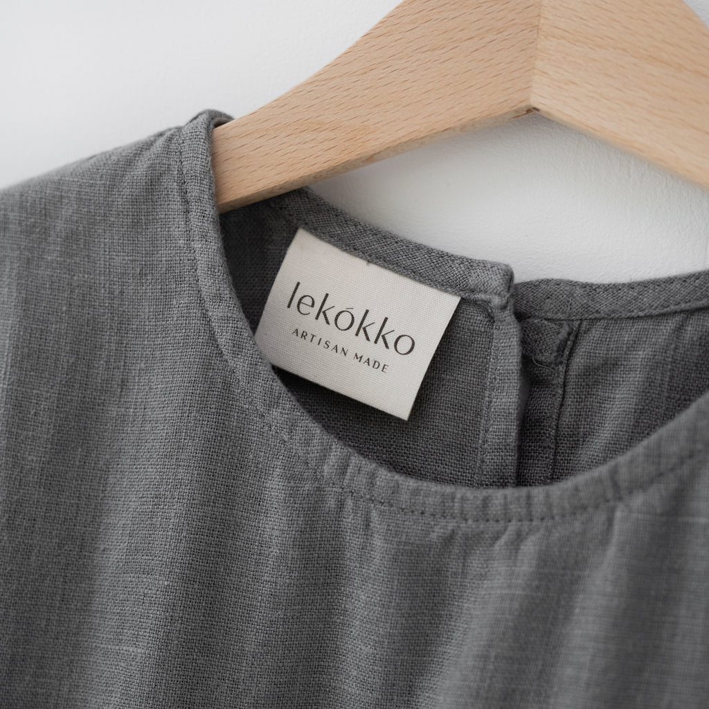 Luna Linen Dress in Gray Lekokko 