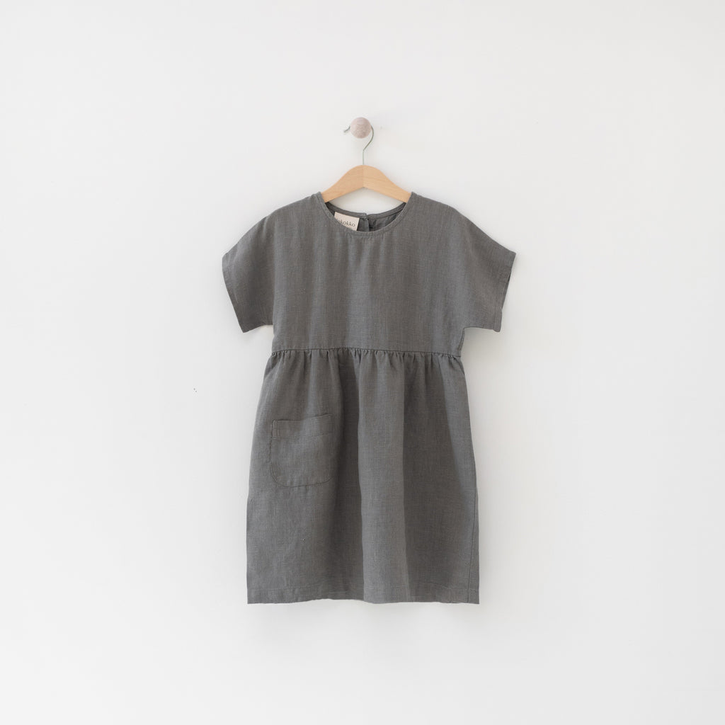 Luna Linen Dress in Gray Lekokko 