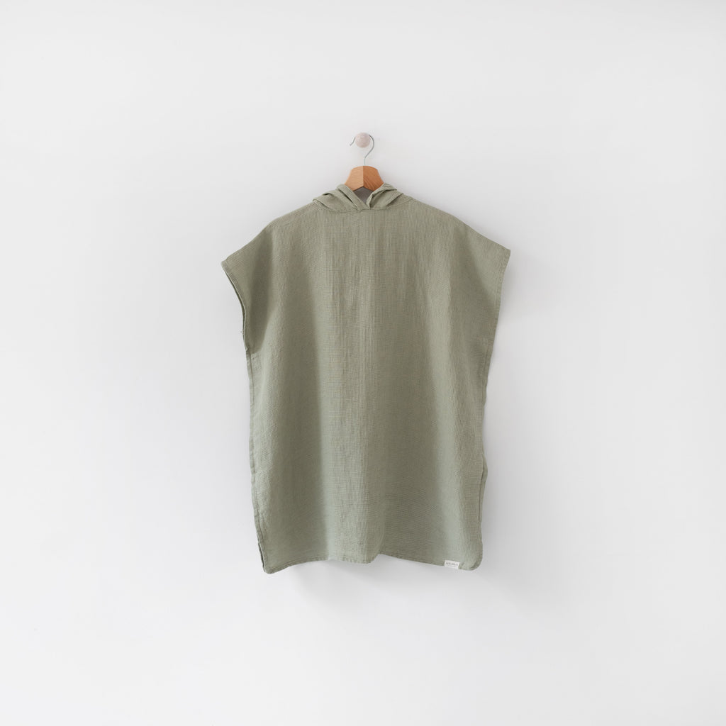 Sage Linen Fine Waffle Poncho Lekokko 